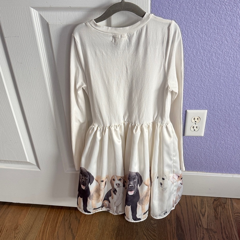 Peek White Long Sleeve Dress with Puppy Print - Picture 5 of 5